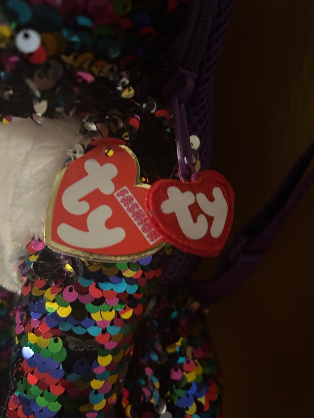 Ty Sequined Cat Backpack in Purple, Pink, Black, White - Picture 2 of 4